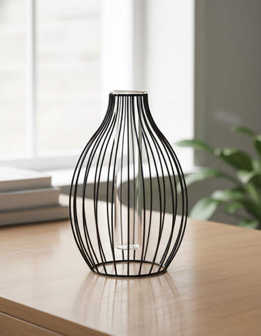 Nordic Aura - Sculptural Black Vase in Matte Finish for Modern Interiors Vase