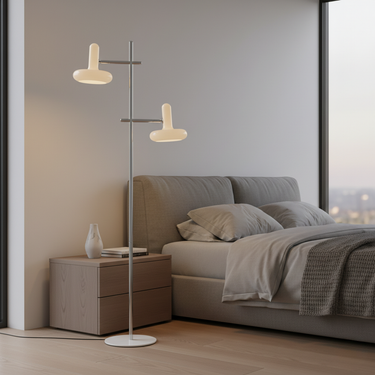 Bauhaus Style Modern Floor Lamp with Adjustable Heads & Glass Base Floor Lamps