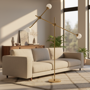 Modern White Glass Orb Floor Lamp with Adjustable Swing Arm Floor Lamps