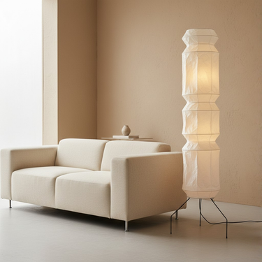 Akari Modern Floor Lamp with Handmade Washi Paper Shade for Living Room Lamps
