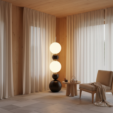 Calura Form Modern Floor Lamp - Handcrafted Calabash Design with Warm LED Light Floor Lamps