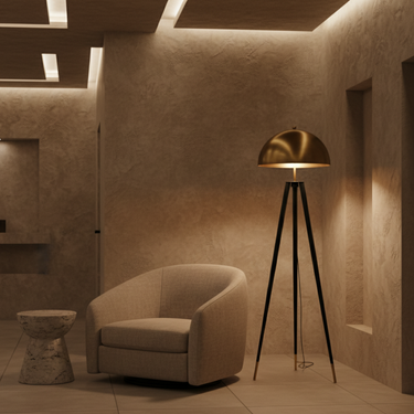 AxisDome | Elegant Modern Gold Tripod Floor Lamp for Luxurious Ambiance Floor Lamps