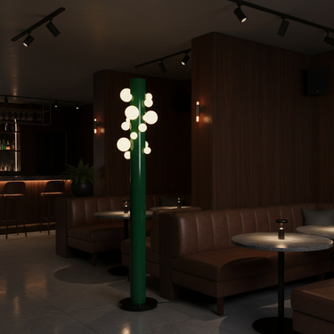 VerdeLuxe | Stylish Modern Floor Lamp with Green Metal Base and White Shade Floor Lamps