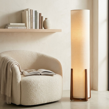 Hajime — Elegant Traditional Japanese Floor Lamp with White Fabric Shade for Living Room Lamps