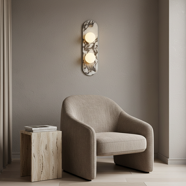 Perla Mid-Century Modern Wall Sconce - Bulgari Marble & Opaline Glass Lighting Wall Light