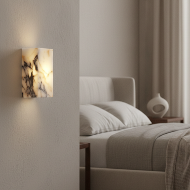 Scandinavian Marble Wall Lamp - Natural Marble Sconce Light with Integrated LED Wall Lighting