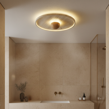 TerraGlow | Elegant Natural Travertine Flush Mount Ceiling Light Ceiling Lights