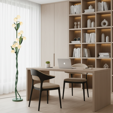 Sara Orchid - Elegant Orchid Floor Lamp with White Flower Shades for Living Room or Bedroom Lighting