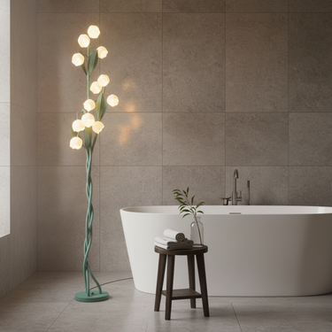 Sara Orchid - Elegant Orchid Floor Lamp with White Flower Shades for Living Room or Bedroom Lighting