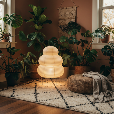Elegant Round Table and Floor Lamp - Warm Glow Bedroom & Living Room Lighting Lamps
